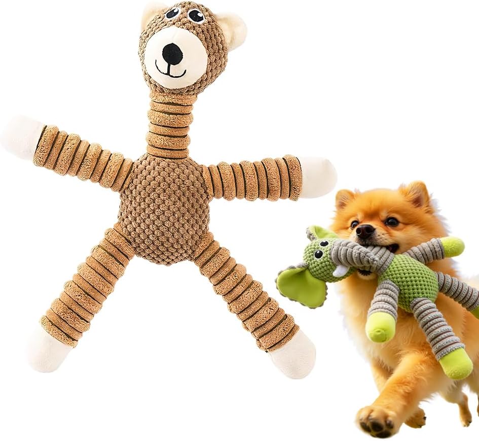Indestructible Squeaky Plush Dog Toy for Aggressive Chewers, Anxiety Relief