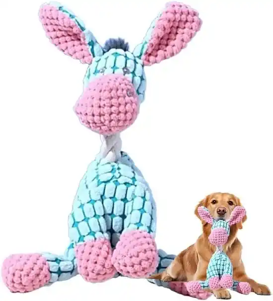 Indestructible Plush Dog Toy for Aggressive Chewers – 10” Squeaky Durable Puppy & Large Dog Toy (Blue)