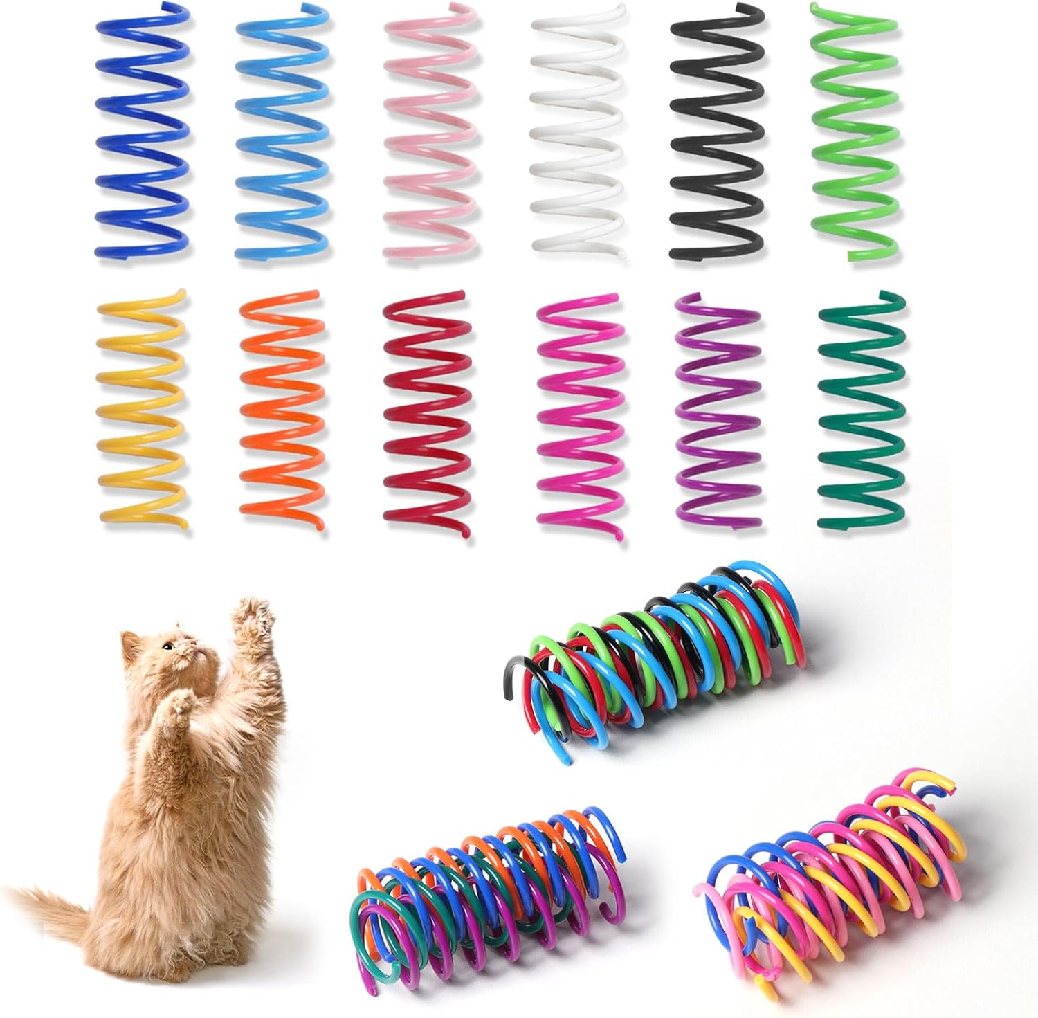 12 Pack Colorful Cat Spring Toys – Interactive Coil Springs for Indoor Cats & Kittens Self Play