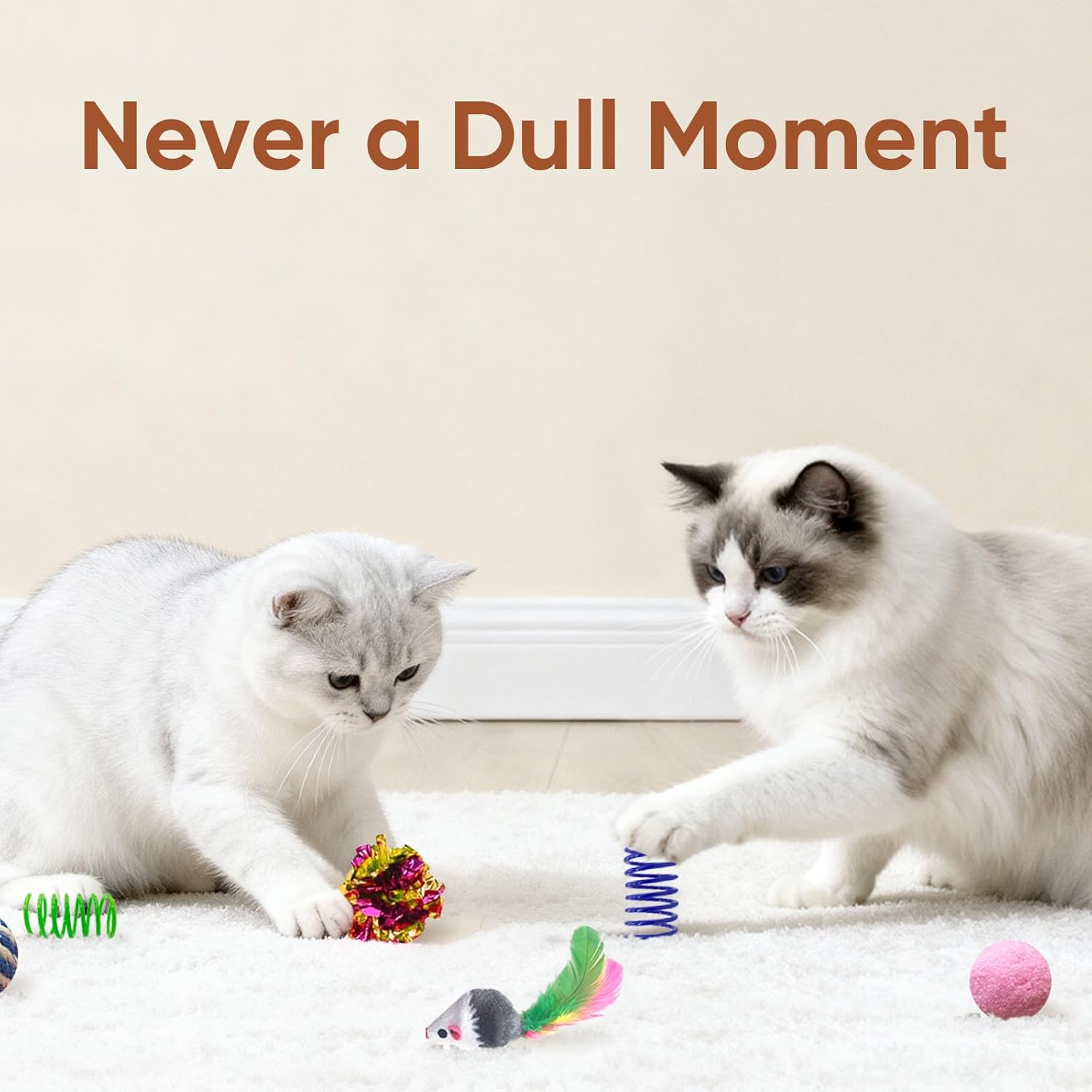 AGYM Interactive Cat Toys Set for Indoor Cats – 35 Pack with Springs, Mice, Crinkle Balls & Bell Toys - Image 3