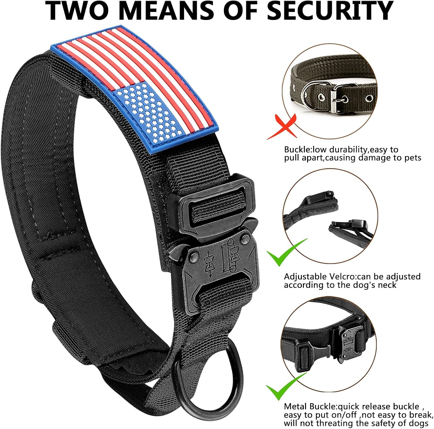 DAGANXI Tactical Dog Collar with Handle – Adjustable Military Training Collar with Metal Buckle for Medium & Large Dogs - Image 5