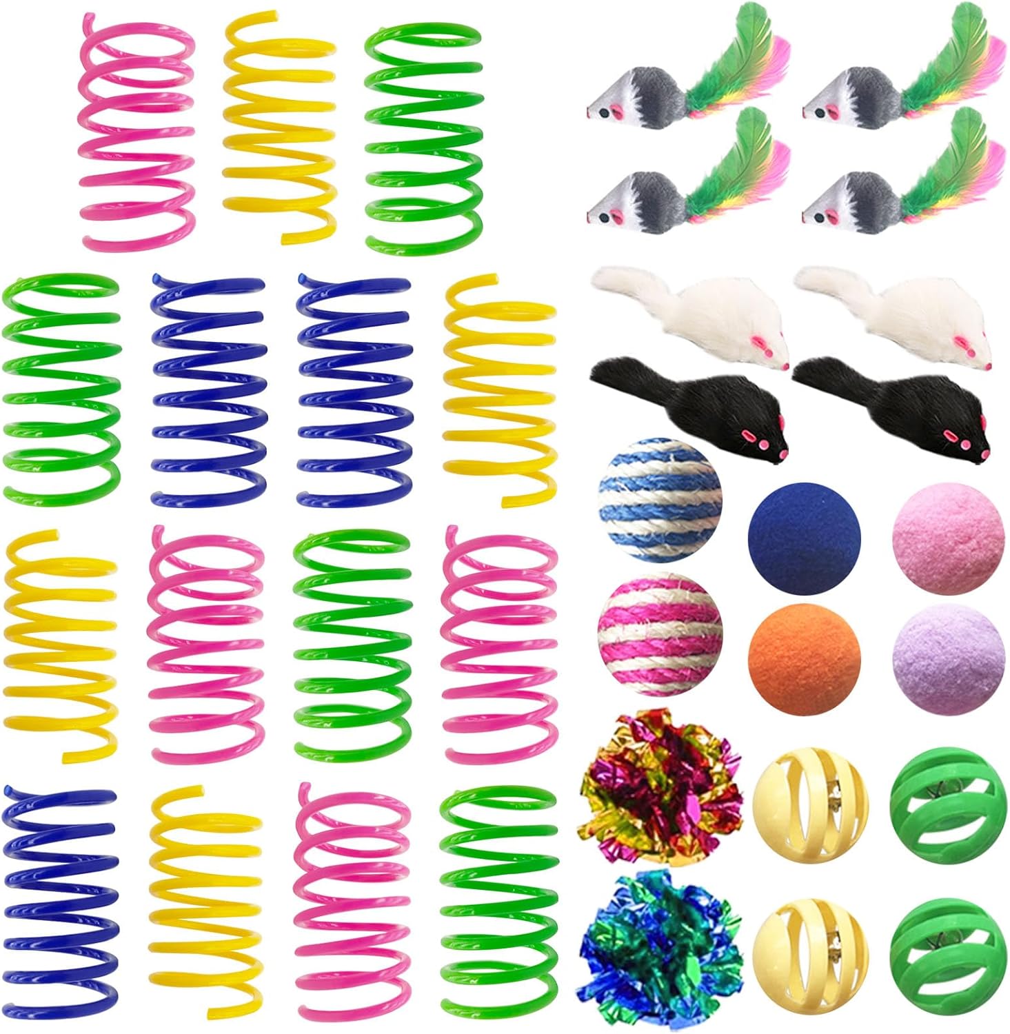 AGYM Interactive Cat Toys Set for Indoor Cats – 35 Pack with Springs, Mice, Crinkle Balls & Bell Toys
