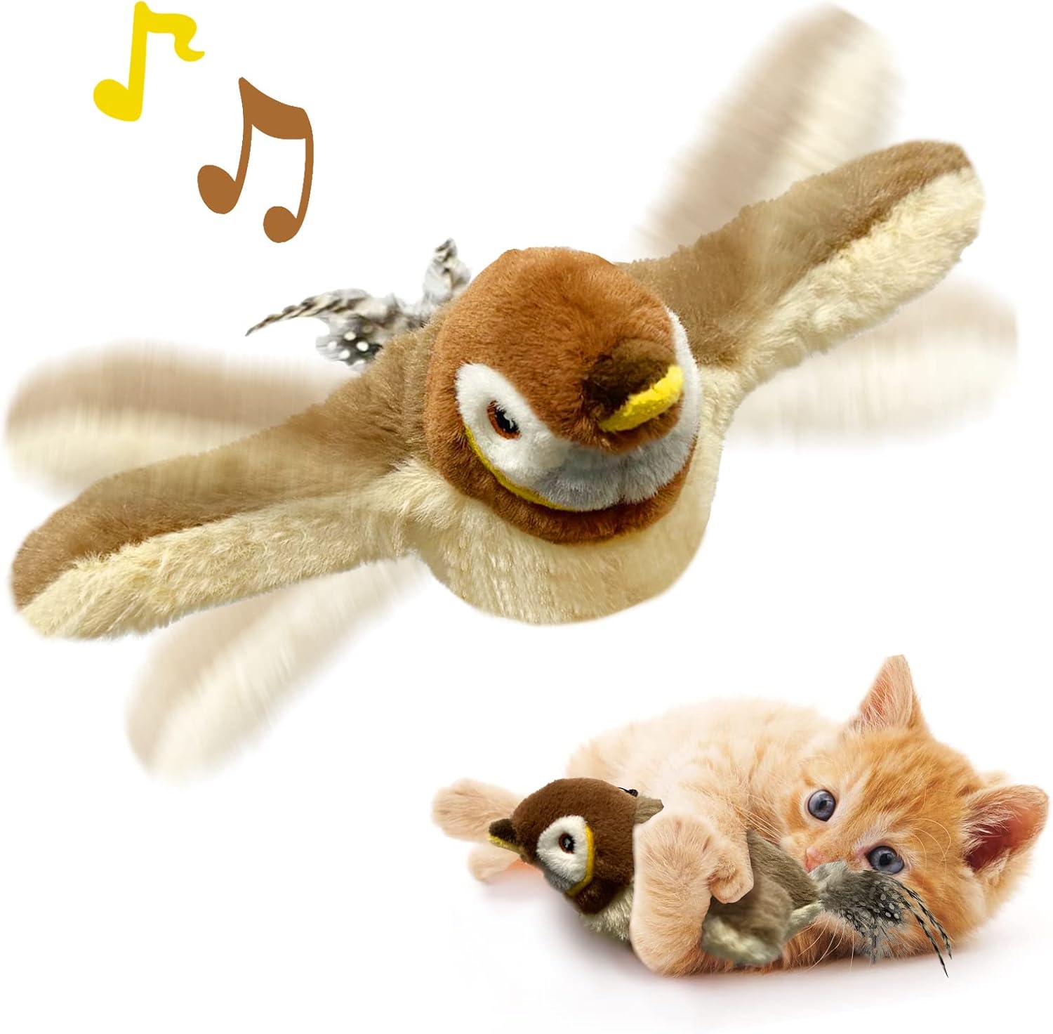 Interactive Flapping Sparrow Cat Toy – Chirping Rechargeable Catnip Toy for Kittens & Small Pets