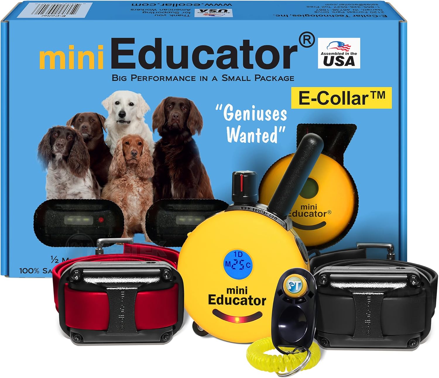 Educator ET-302 Mini Dog Training Collar – 1/2 Mile Remote e-Collar with 100 Levels, Waterproof for 2 Dogs