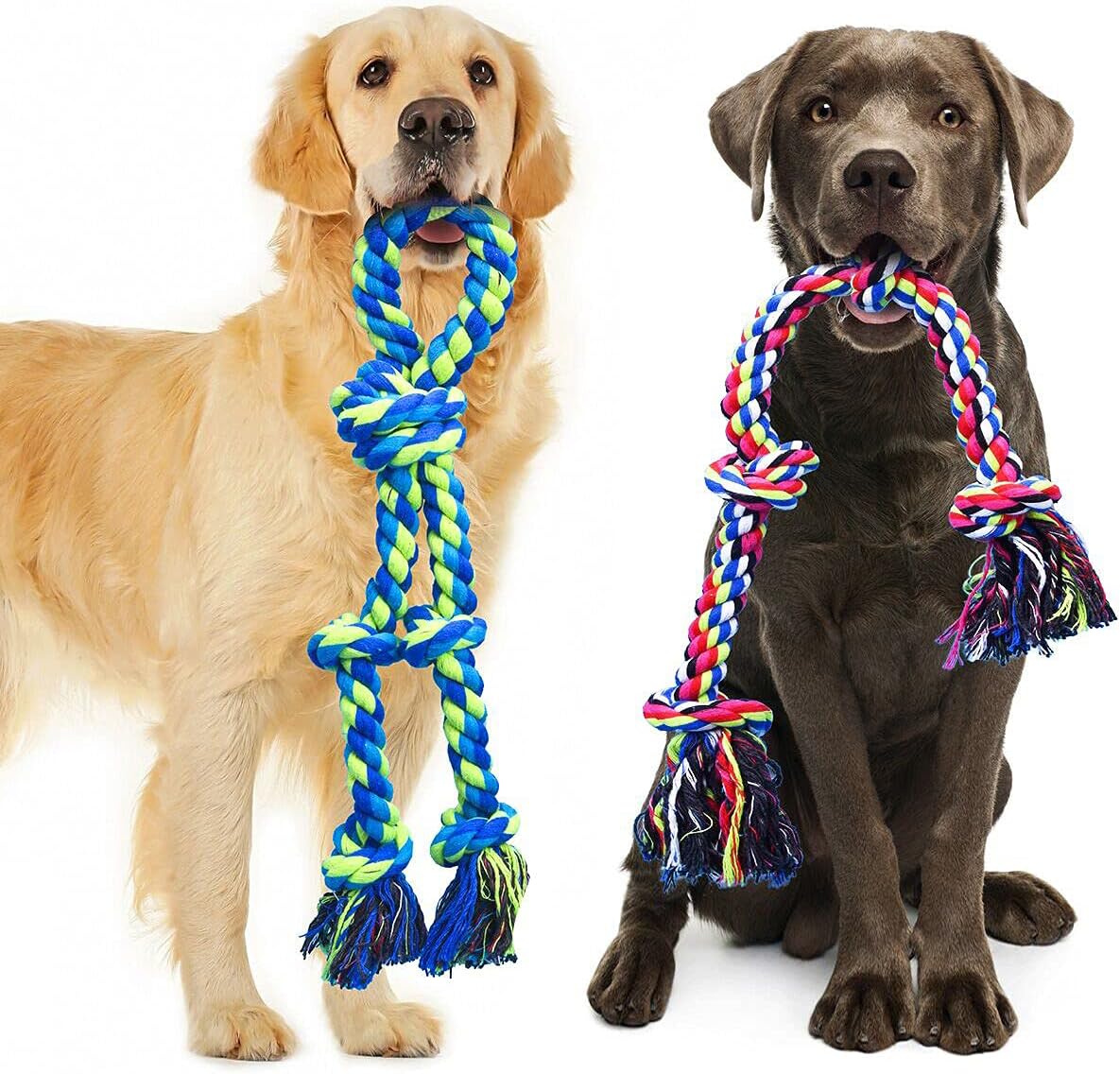 Indestructible XL Dog Rope Toys for Aggressive Chewers, 2 Pack Cotton